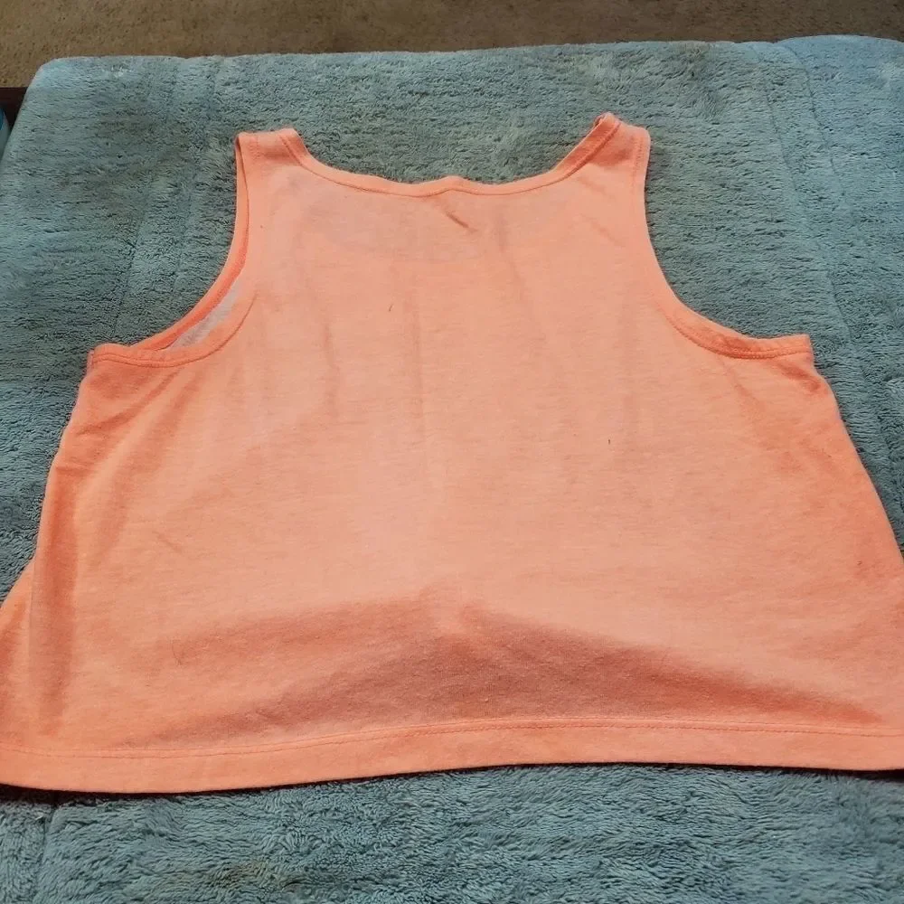 Justice Girls Peach Glitter Tie Front Tank Top Small